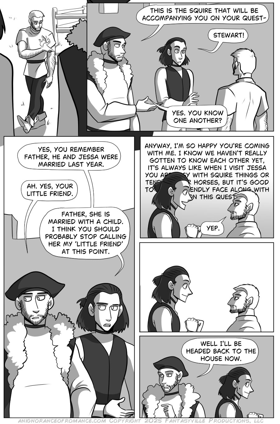 in this comic page of An Ignorance of Romance, Lian shows he already knows the knight who will be escorting him